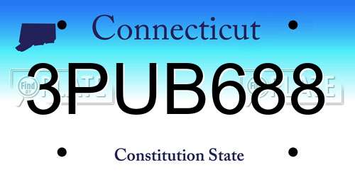3PUB688 Connecticut License Plate