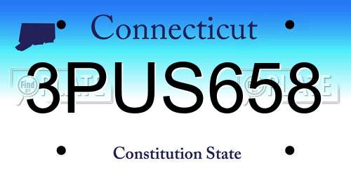 3PUS658 Connecticut License Plate