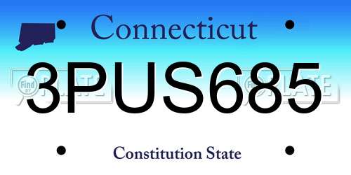 3PUS685 Connecticut License Plate