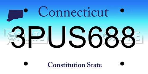 3PUS688 Connecticut License Plate