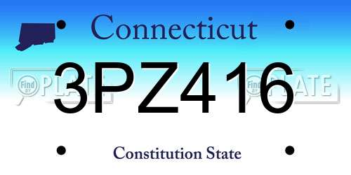 3PZ416 Connecticut License Plate