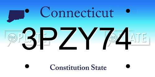 3PZY74 Connecticut License Plate