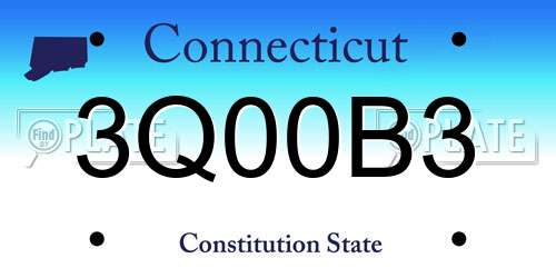 3Q00B3 Connecticut License Plate