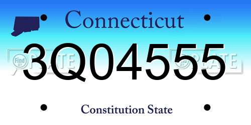 3Q04555 Connecticut License Plate