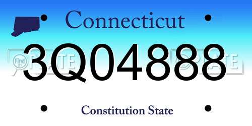 3Q04888 Connecticut License Plate