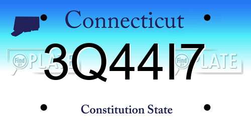 3Q44I7 Connecticut License Plate
