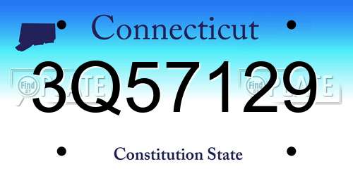 3Q57129 Connecticut License Plate