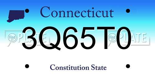 3Q65T0 Connecticut License Plate