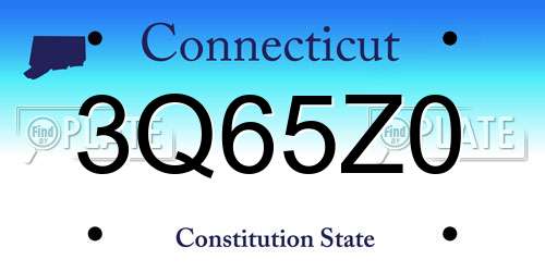3Q65Z0 Connecticut License Plate