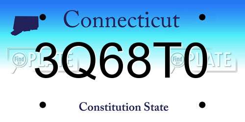 3Q68T0 Connecticut License Plate