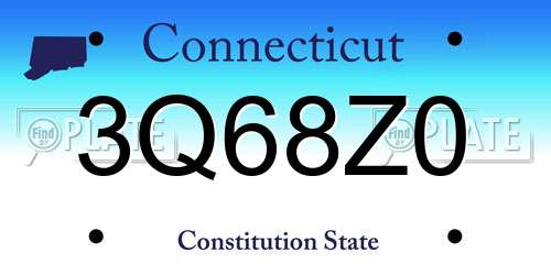 3Q68Z0 Connecticut License Plate