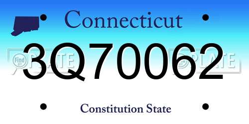 3Q70062 Connecticut License Plate