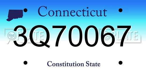 3Q70067 Connecticut License Plate