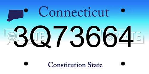 3Q73664 Connecticut License Plate
