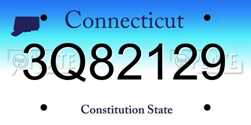 3Q82129 Connecticut License Plate