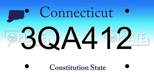 3QA412 Connecticut License Plate