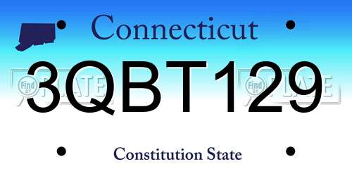3QBT129 Connecticut License Plate