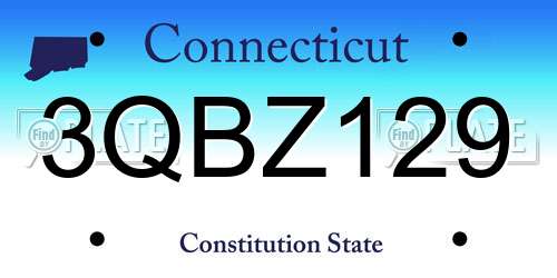 3QBZ129 Connecticut License Plate