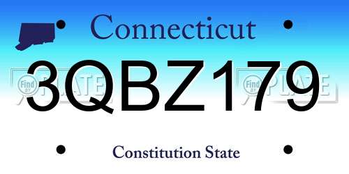 3QBZ179 Connecticut License Plate