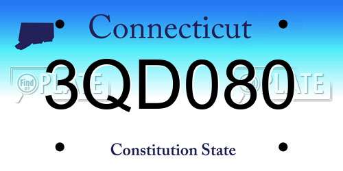 3QD080 Connecticut License Plate