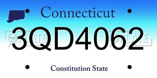 3QD4062 Connecticut License Plate