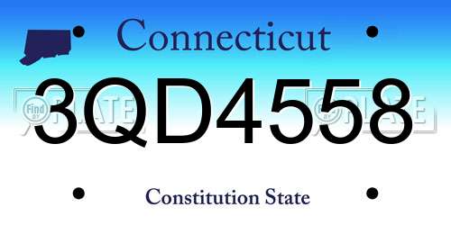 3QD4558 Connecticut License Plate