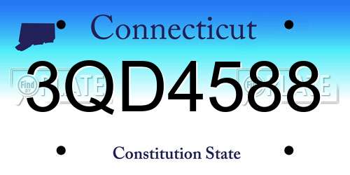 3QD4588 Connecticut License Plate