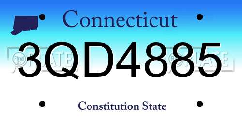 3QD4885 Connecticut License Plate