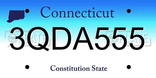 3QDA555 Connecticut License Plate