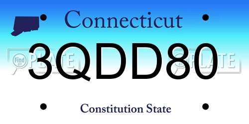 3QDD80 Connecticut License Plate