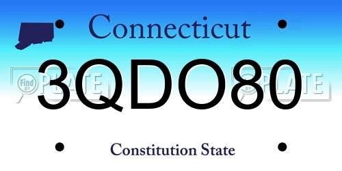 3QDO80 Connecticut License Plate