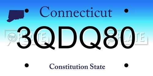 3QDQ80 Connecticut License Plate