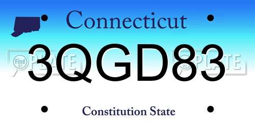 3QGD83 Connecticut License Plate