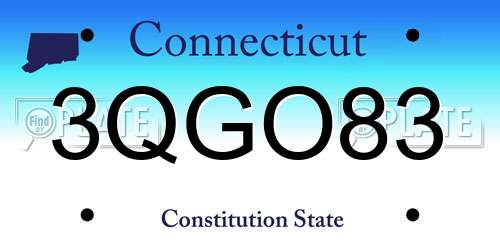 3QGO83 Connecticut License Plate