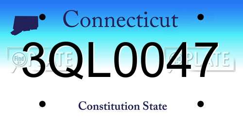 3QL0047 Connecticut License Plate