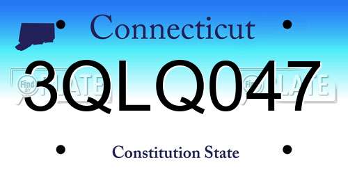 3QLQ047 Connecticut License Plate