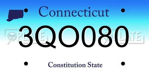 3QO080 Connecticut License Plate