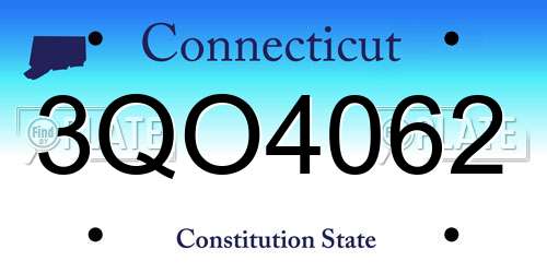 3QO4062 Connecticut License Plate