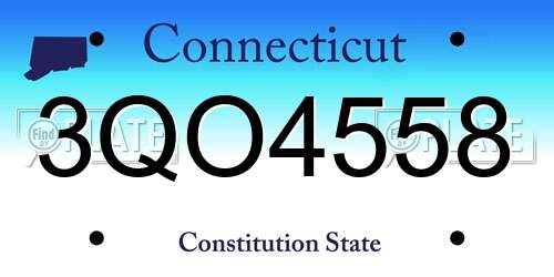 3QO4558 Connecticut License Plate