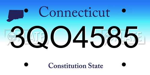 3QO4585 Connecticut License Plate