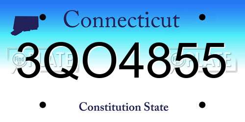 3QO4855 Connecticut License Plate