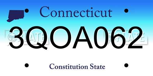 3QOA062 Connecticut License Plate