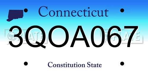 3QOA067 Connecticut License Plate