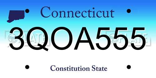 3QOA555 Connecticut License Plate