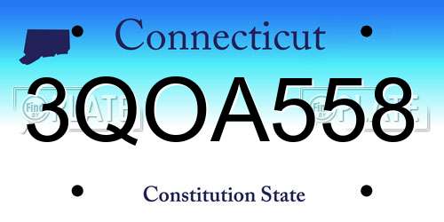 3QOA558 Connecticut License Plate