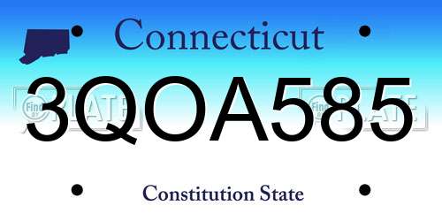 3QOA585 Connecticut License Plate