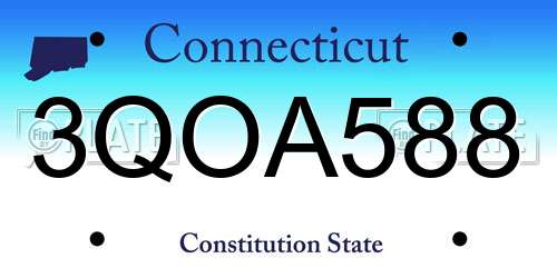 3QOA588 Connecticut License Plate