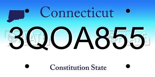 3QOA855 Connecticut License Plate
