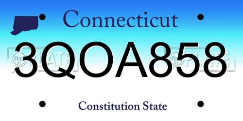 3QOA858 Connecticut License Plate
