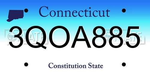 3QOA885 Connecticut License Plate